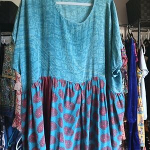 Kantha Bae Teal and Burgundy Women's Mini Dress